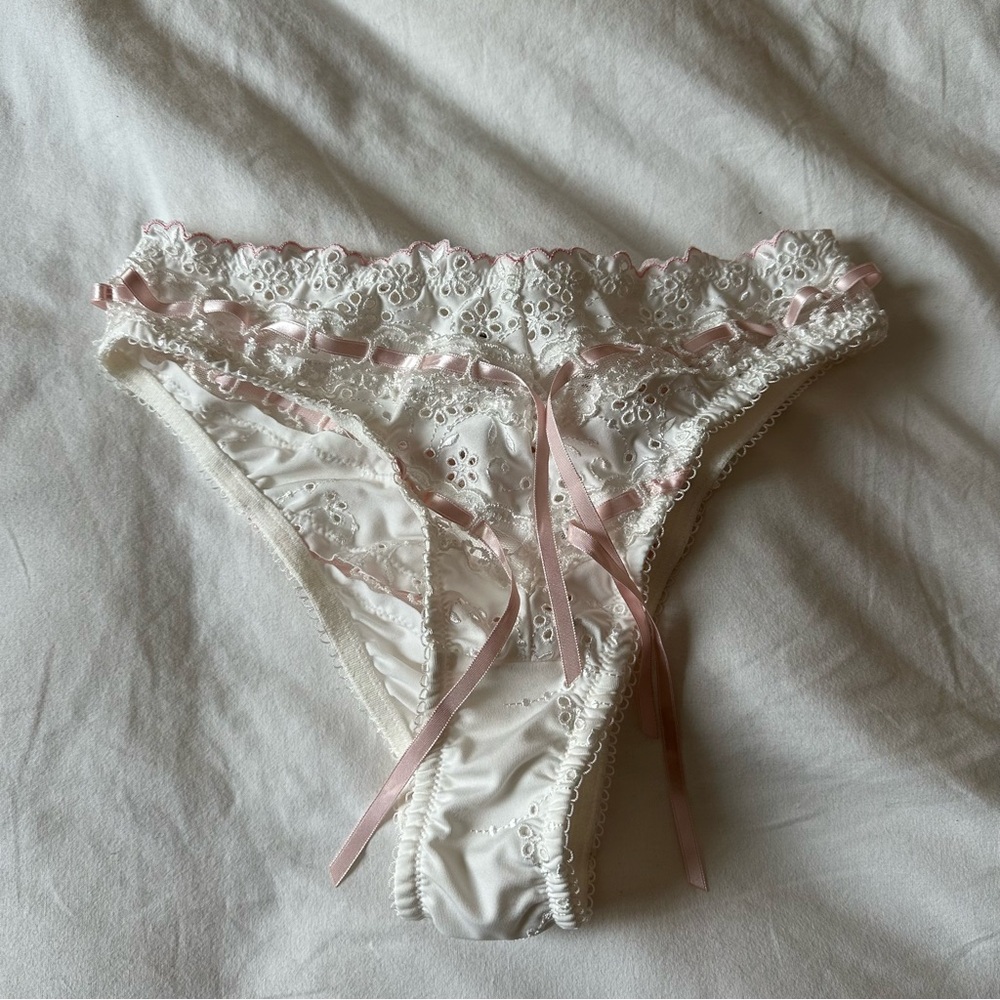For love and lemons xxs white pink ribbon panties embroidered